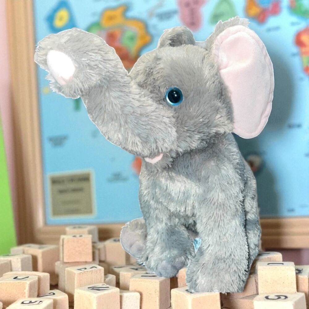 Ty Classic Quake Elephant Plush Retired 2002 Grey Pink Ears Stuffed Animal 11"